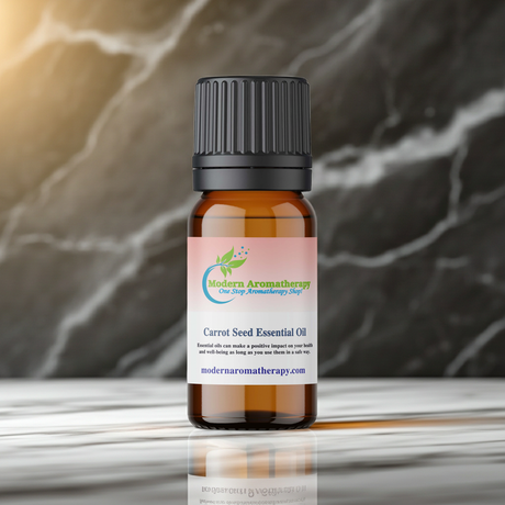 Carrot Seed Essential Oil bottle for diffuser use, home fragrance, and calming aromatherapy routines.