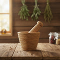 Carved Mortar and Pestle with circular-line design