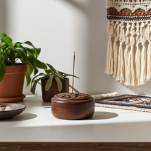 Carved Tree of Life wood incense stick burner 5-inch tray for holding incense sticks for prayer, yoga, and home fragrance use.