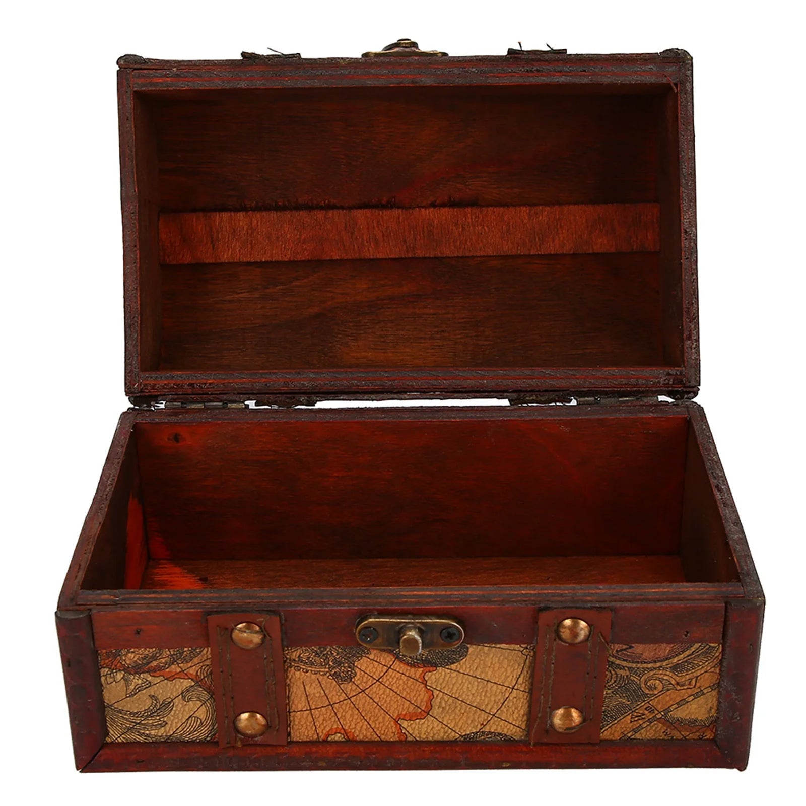 Carved vintage wood jewelry storage box for organizing bracelets, rings, and heirloom accessories.