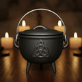 Cast Iron Cauldron with Triquetra Design, 4.5 inches