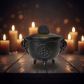 Cast Iron Cauldron with Triquetra Design, 4.5 x 4.25 inches