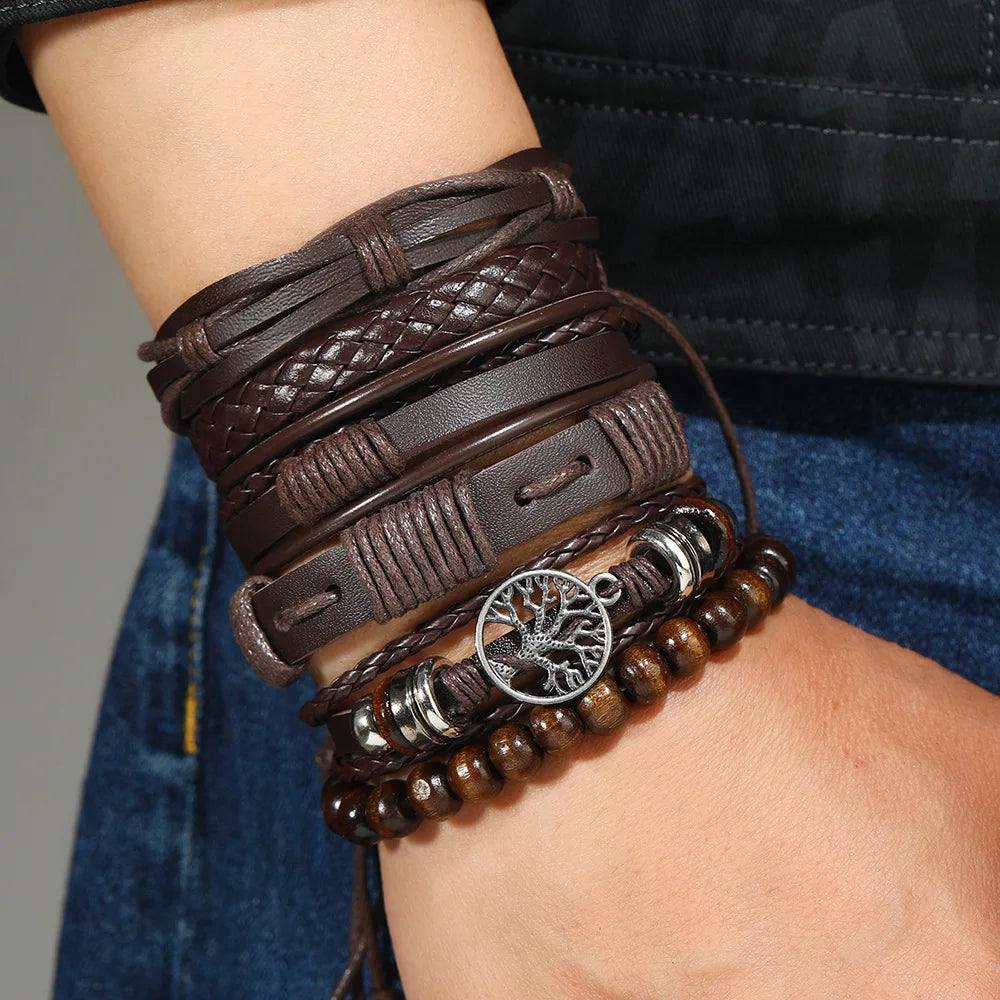 Casual boho leather and bead bracelet for relaxed daily wear, layered jewelry styling, and weekend fashion looks.