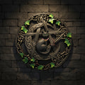 Cat and Pentagram Wall Plaque, 7.5 inches, resin