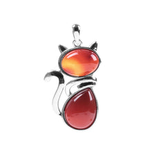 Cat lover natural stone pendant for personal accessorizing, feline themed style, and special occasion gifting.