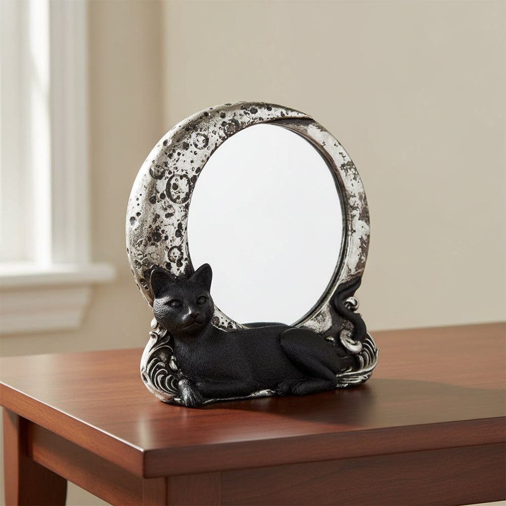 Cat-shaped mirror decorative wall piece for bedroom décor, hallway styling, and playful interior decoration.