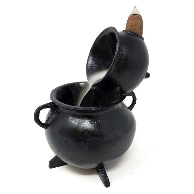 Cauldron Backflow Incense Burner, 5 x 5 inches, polyresin