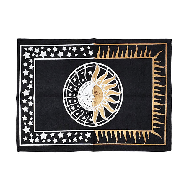 Celestial Altar Cloth with Sun and Moon Design, 13 x 19 inches