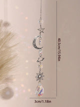 Celestial crystal Star and Moon wall hanging for spiritual décor, sun-catching display, and decorative window styling.