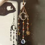 Celestial Moon Goddess crystal ornament for hanging in sunlight, enhancing meditation corners, and boho home decor.