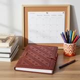 Celestial Moon Goddess leather writing journal for daily journaling, creative writing, and personal thoughts.