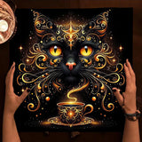 Celestial moon pentagram altar cloth for tarot card reading, meditation, and mystical altar display.