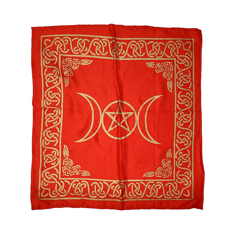 Celestial Triple Moon Pentacle altar cloth for altar styling, moon rituals, and spiritual practice.