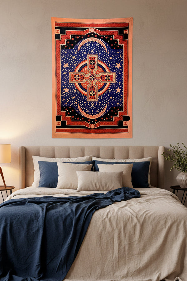 Celtic Cross Tapestry, Red, 75 x 105 inches