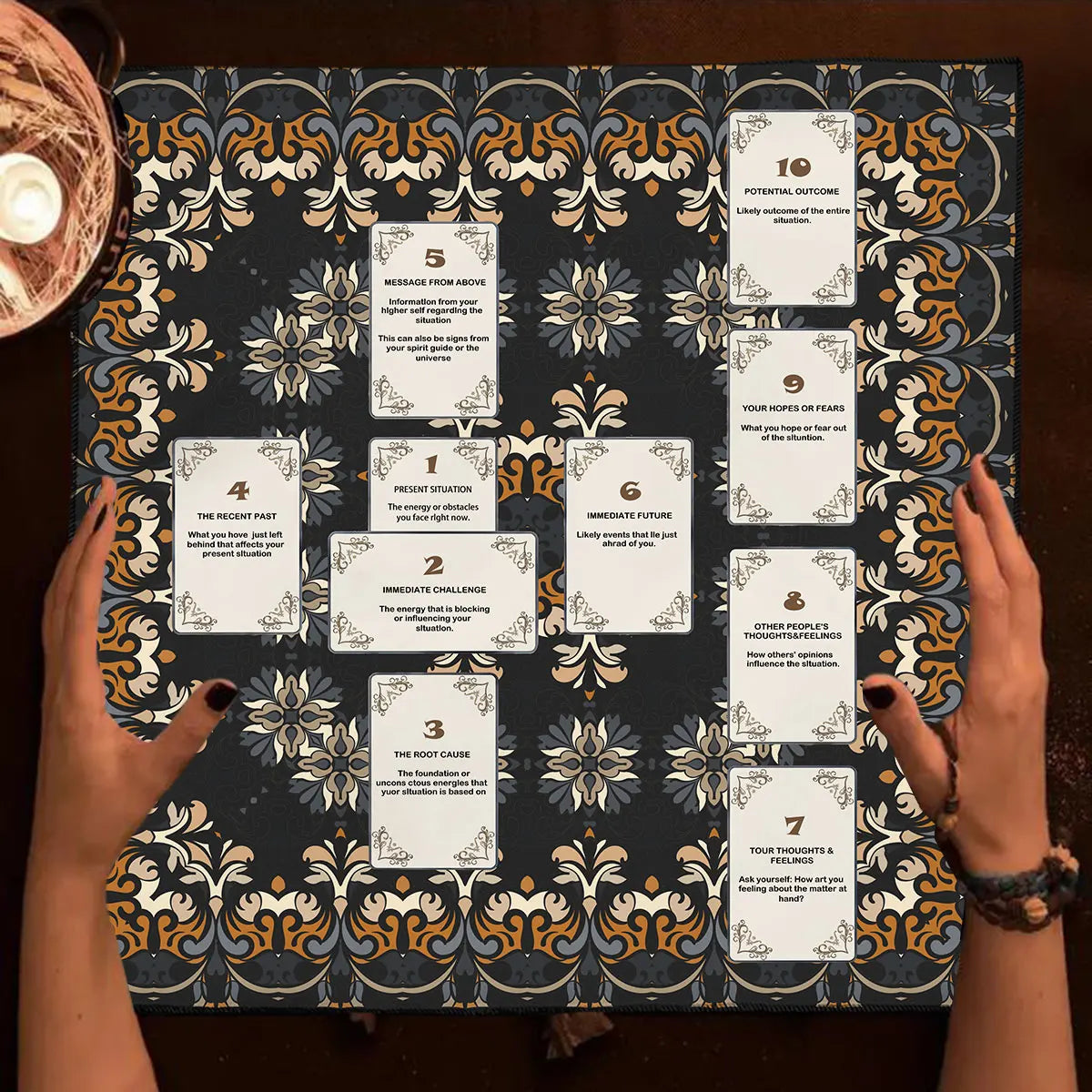 Celtic Cross Tarot ritual altar cloth for spiritual ceremonies, tarot readings, and mystical altar use.