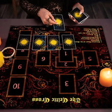 Celtic Cross Tarot spread table cover for tarot card layouts, ritual practice, and spiritual table protection.