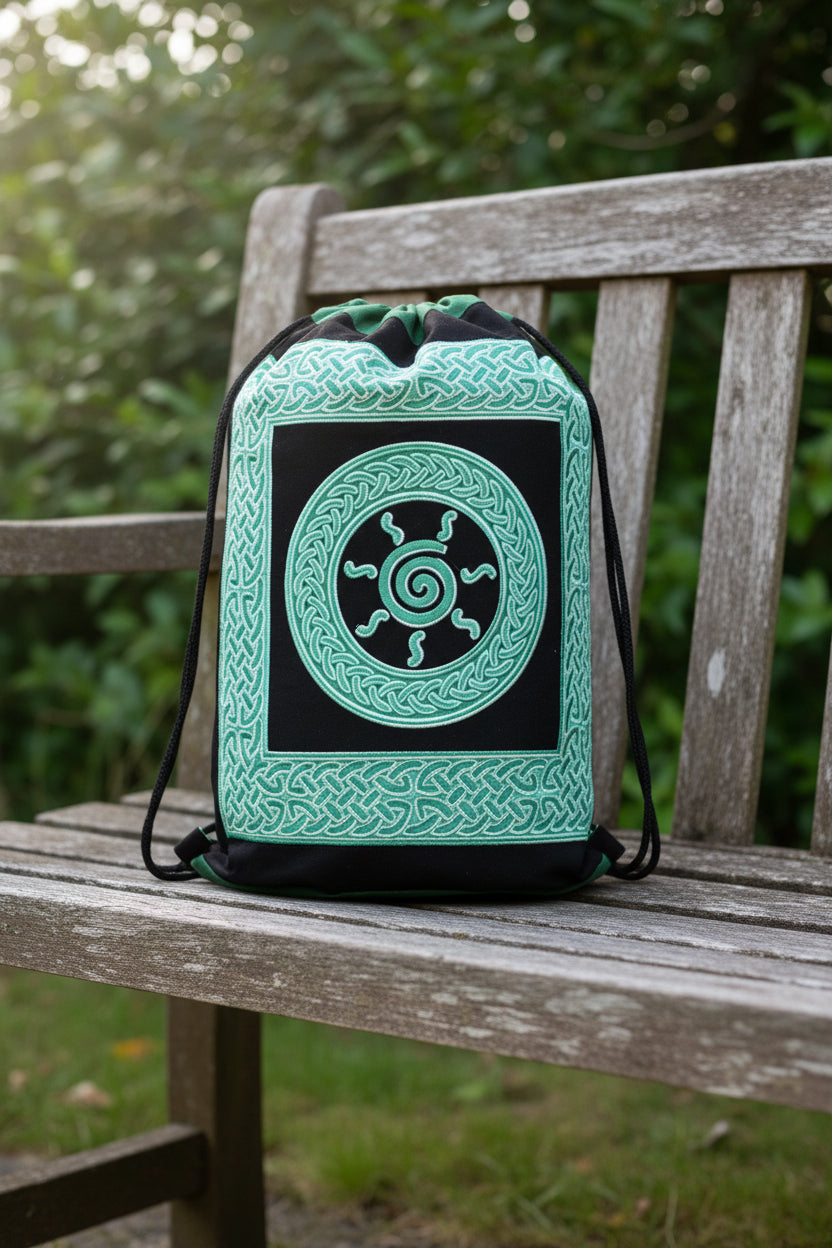 Celtic Spiral Canvas Backpack, 17 x 20 inches