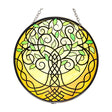 Celtic Tree of Life Glass Suncatcher, 6 inches, green and yellow