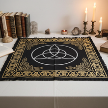 Celtic Triquetra altar cloth table covering for pagan rituals, altar setup, and spiritual practice.