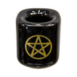 Ceramic Chime Candle Holder, Black with Gold Pentacle