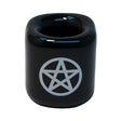 Ceramic Chime Candle Holder, Black with Silver Pentacle