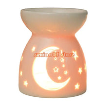 Ceramic fragrance oil burner and warmer for releasing pleasant scents with tealight heat in living spaces.
