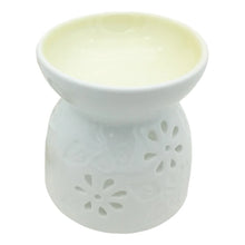 Ceramic Oil Burner & Aroma Lamp with tray for burning fragrance oils and adding soothing scent to bedrooms, bathrooms, or living spaces.