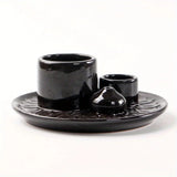 Ceramic holder for incense sticks and sage bundles for ritual burning, home cleansing, and mindfulness practice.
