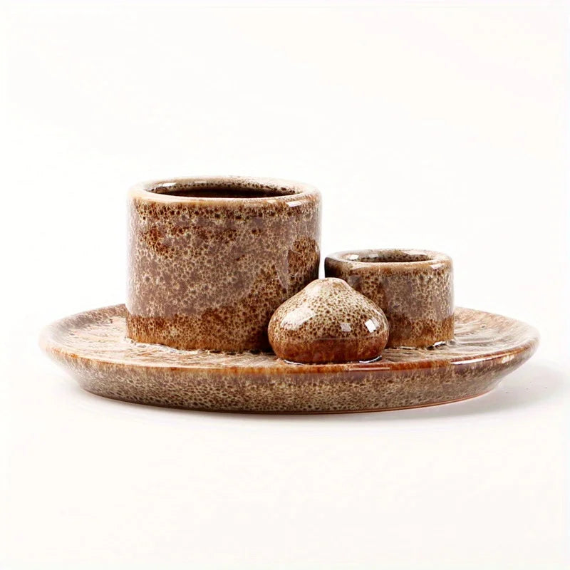 Ceramic incense dish with sage stick holder for smudging rituals, incense use, and calming meditation sessions.