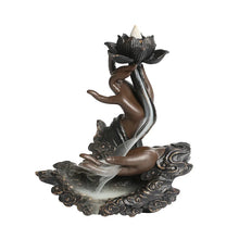Ceramic Lotus Buddha backflow cone incense burner for aromatherapy, meditation practice, and relaxing indoor use.