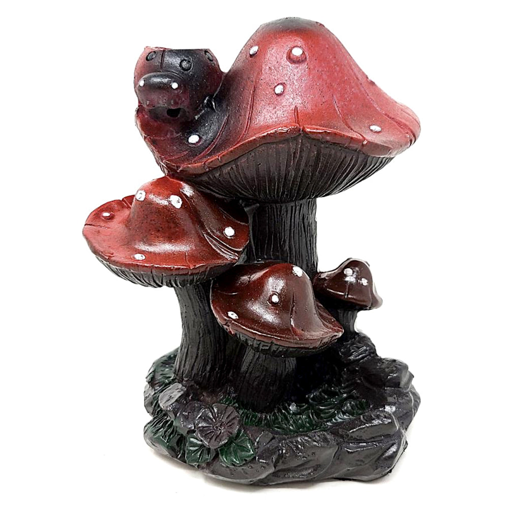 Ceramic mushroom backflow cone incense burner for burning incense cones, aromatherapy, and calming room decor.
