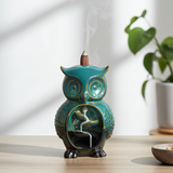 Ceramic owl backflow incense holder for burning backflow cones, aromatherapy, and calming room decor.