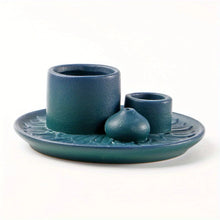 Ceramic sage burner with incense stick rest for holding sage bundles, burning incense, and energy cleansing use.