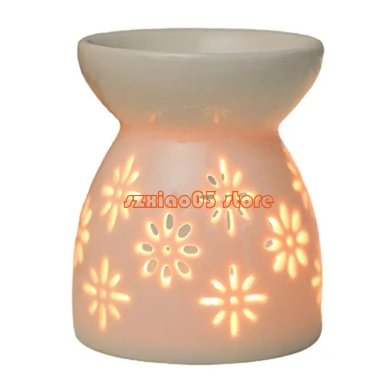 Ceramic tealight wax melt diffuser for warming wax melts and filling bedrooms, bathrooms, or offices with fragrance.