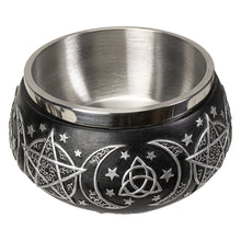 Ceramic Triple Moon Pentagram smudge bowl for smoke cleansing, ritual work, and altar display.