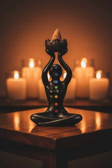 Chakra Backflow Incense Burner, front view