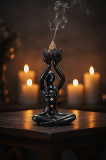 Chakra Backflow Incense Burner, with backflow cone smoke effect
