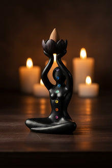 Chakra Backflow Incense Burner, close-up of chakra dots