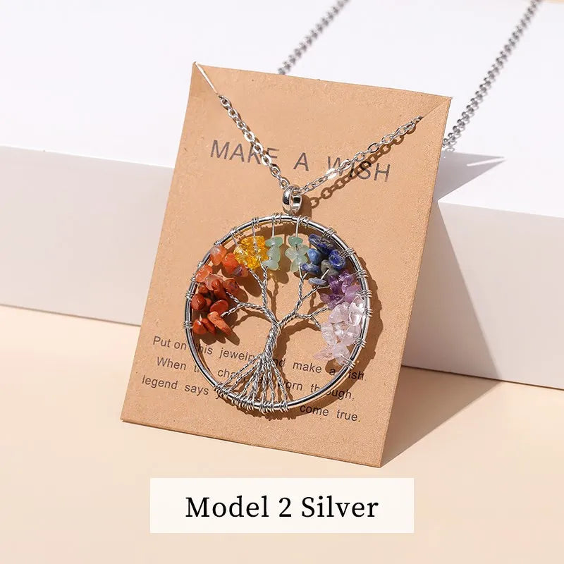 Chakra balance Tree of Life pendant for meditation sessions, energy alignment, and daily spiritual use.