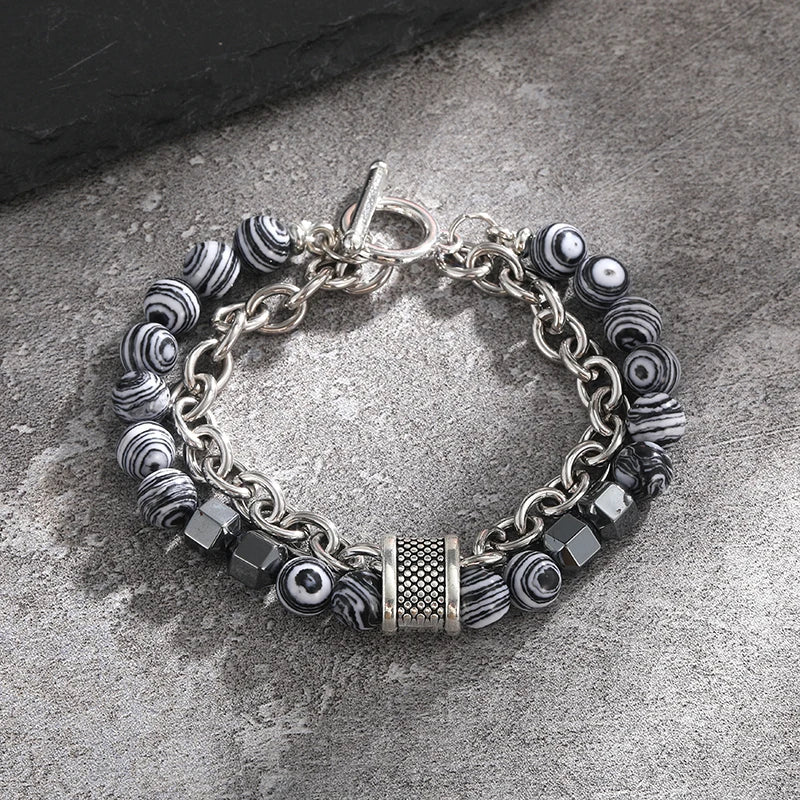 Chakra energy magnetic bracelet set for spiritual focus, calming practice, and holistic accessory use.
