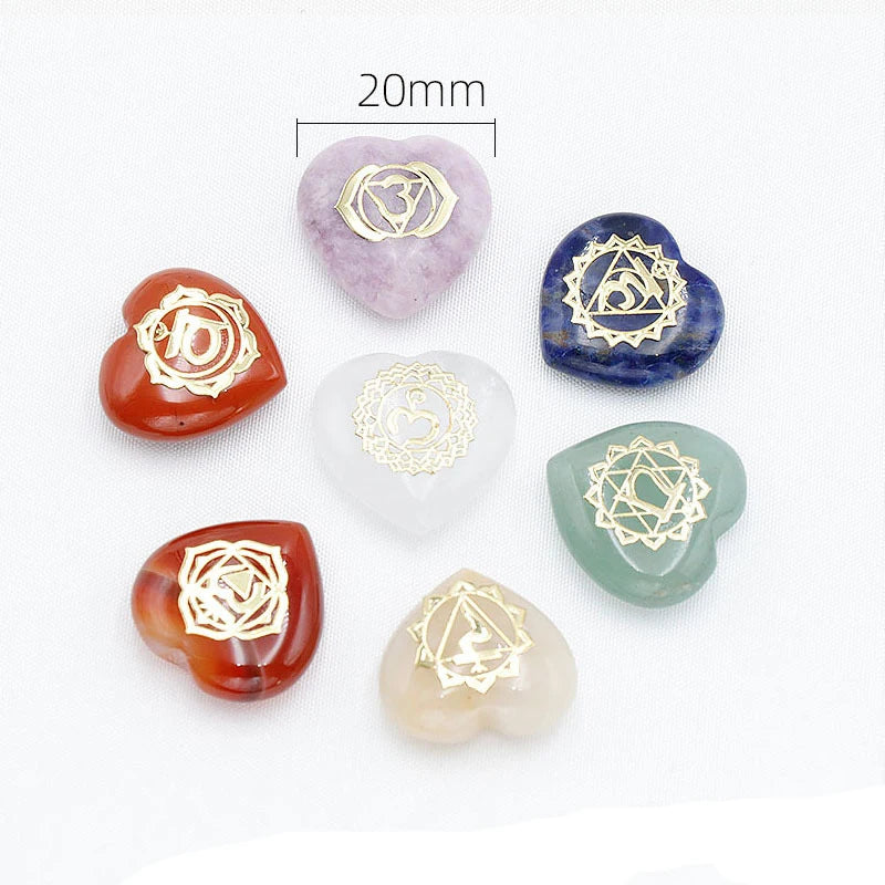 Chakra healing Sacred Geometry gemstone set for balancing the seven chakras, meditation practice, and spiritual wellness routines.