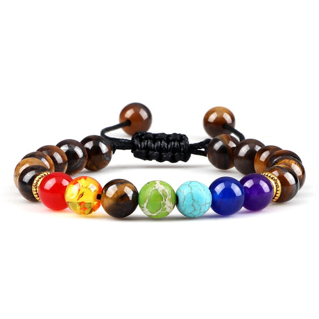 Chakra lava diffuser bead bracelet for essential oil application, meditation, and grounding use.