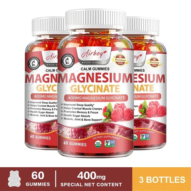 Xemenry Magnesium Glycinate gummies bottle for chewable magnesium support, relaxation care, and daily mineral wellness.