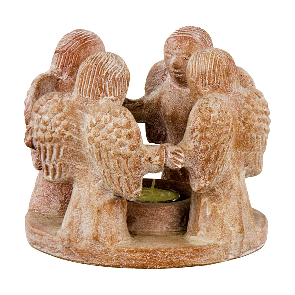 Circle of Angels T-Light Holder, 6 inches, terracotta
