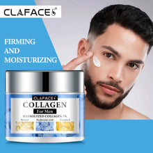 CLAFACES Smooth Wrinkle Cream for Men jar with man applying cream to face for daily moisturizing and anti-wrinkle care.