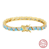 Classic 925 Silver Blue Zircon wrist bracelet for daily elegance, office wear, and occasion dressing.