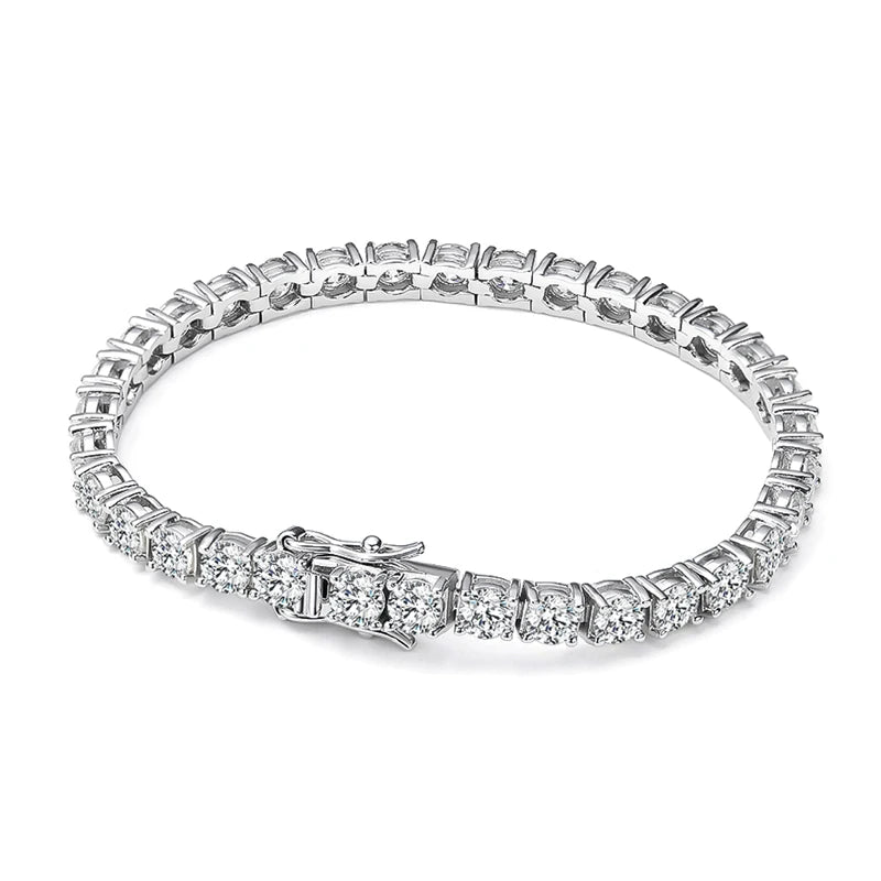 Classic moissanite tennis bracelet with 925 silver plated finish for timeless jewelry styling, celebrations, and gift giving.