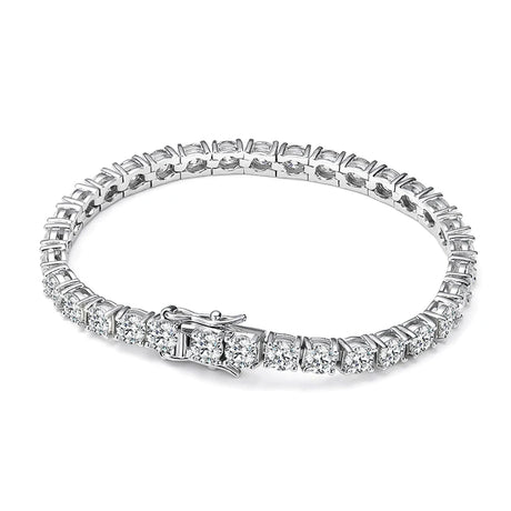 Classic moissanite tennis bracelet with 925 silver plated finish for timeless jewelry styling, celebrations, and gift giving.