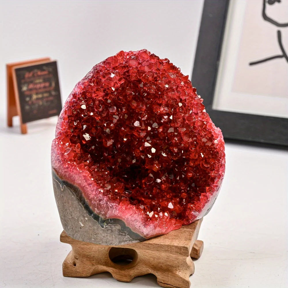 Classic Red Amethyst Geode Cluster for meditation, home décor, and crystal collecting.