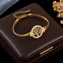 Classic Tree of Life women’s bracelet in gold plating for timeless styling, daily accessory wear, and jewelry gifting.